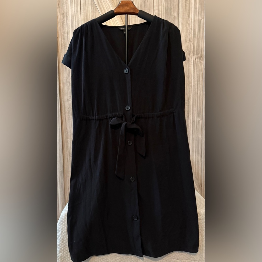 Rock & Republic Black Button-Down Midi Dress with Waist Tie - Size L